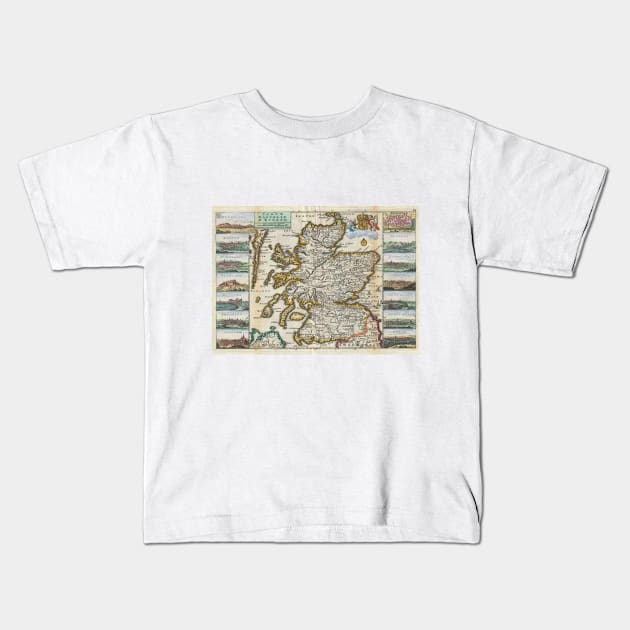 Vintage Map of Scotland (1747) Kids T-Shirt by Bravuramedia